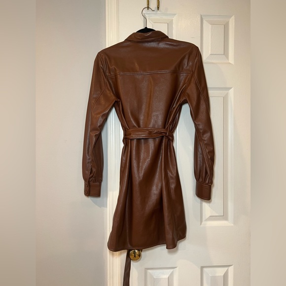 Aritzia Wilfred Vegan Leather Caroline Dress in Cognac - Picture 8 of 10